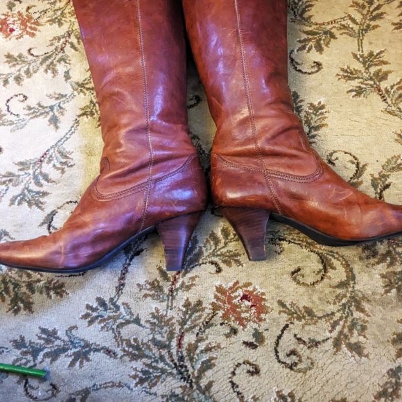 Frye Dannika Campus Knee High Brown Leather Boots, Women's 9.5M F2370/F10. - Picture 4 of 7